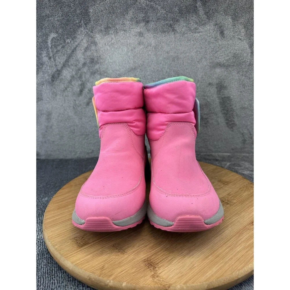 UGG Boots Youth Size 6 Pink Puffer Rainbow Trim 3M Thinsulate 200g Snow